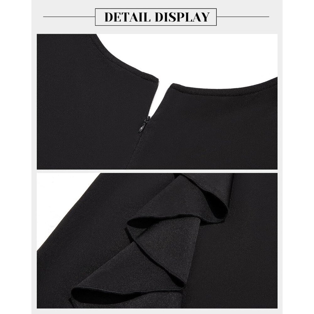Plus Size Cocktail Dress Women Ruffle Bodycon Wedding Church Vintage - Picture 4 of 6